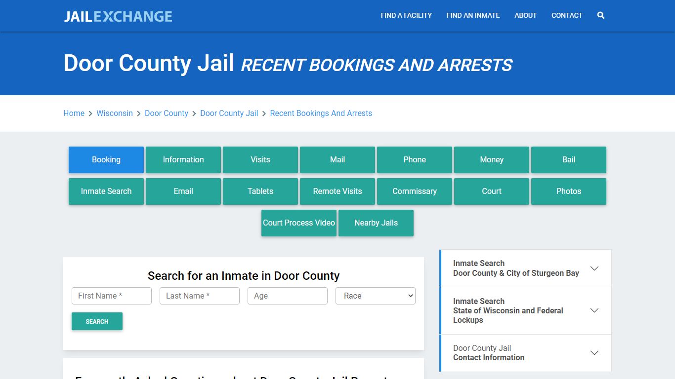 Door County Jail Recent Bookings And Arrests - Jail Exchange