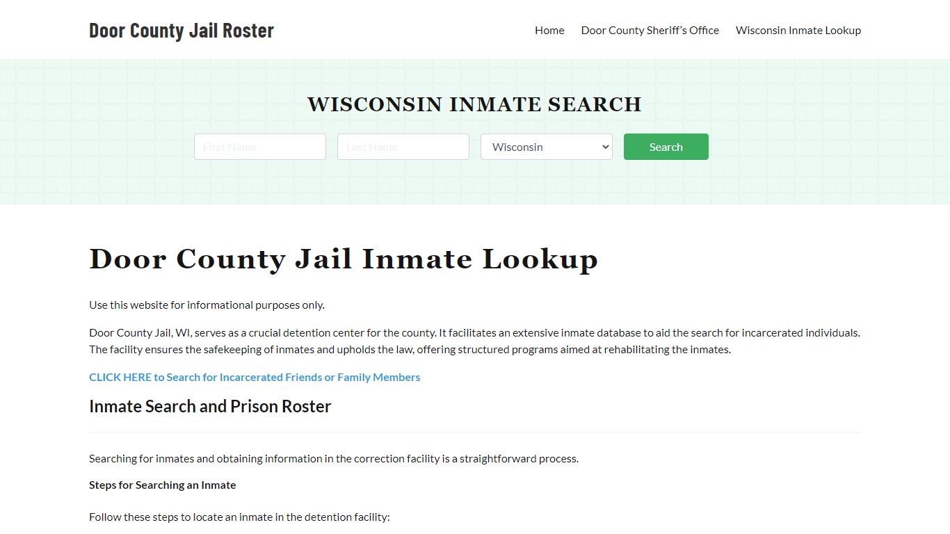 Door County Jail Roster Lookup, WI, Inmate Search