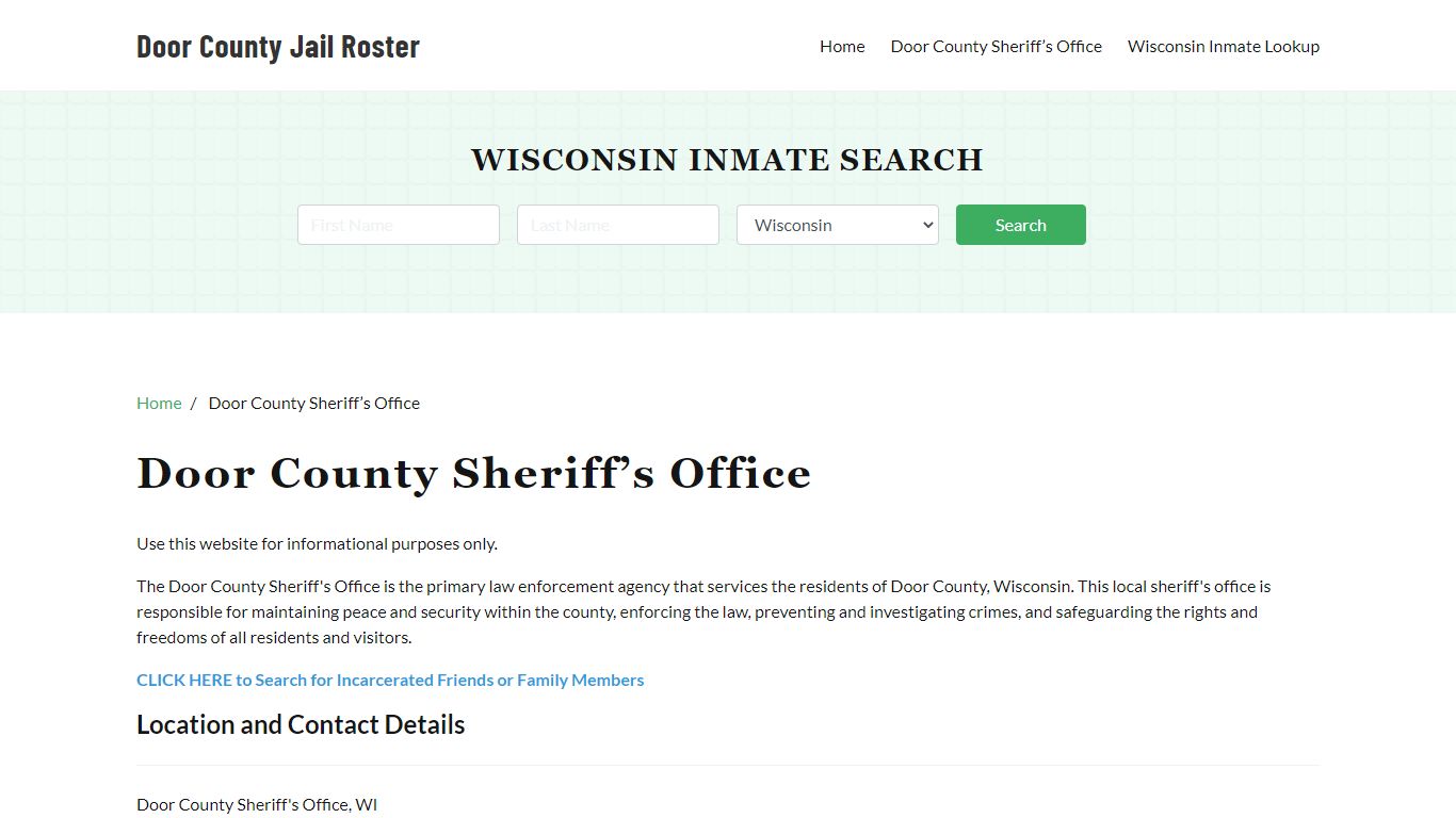 Door County Sheriff Office, WI, Arrest Warrants Search