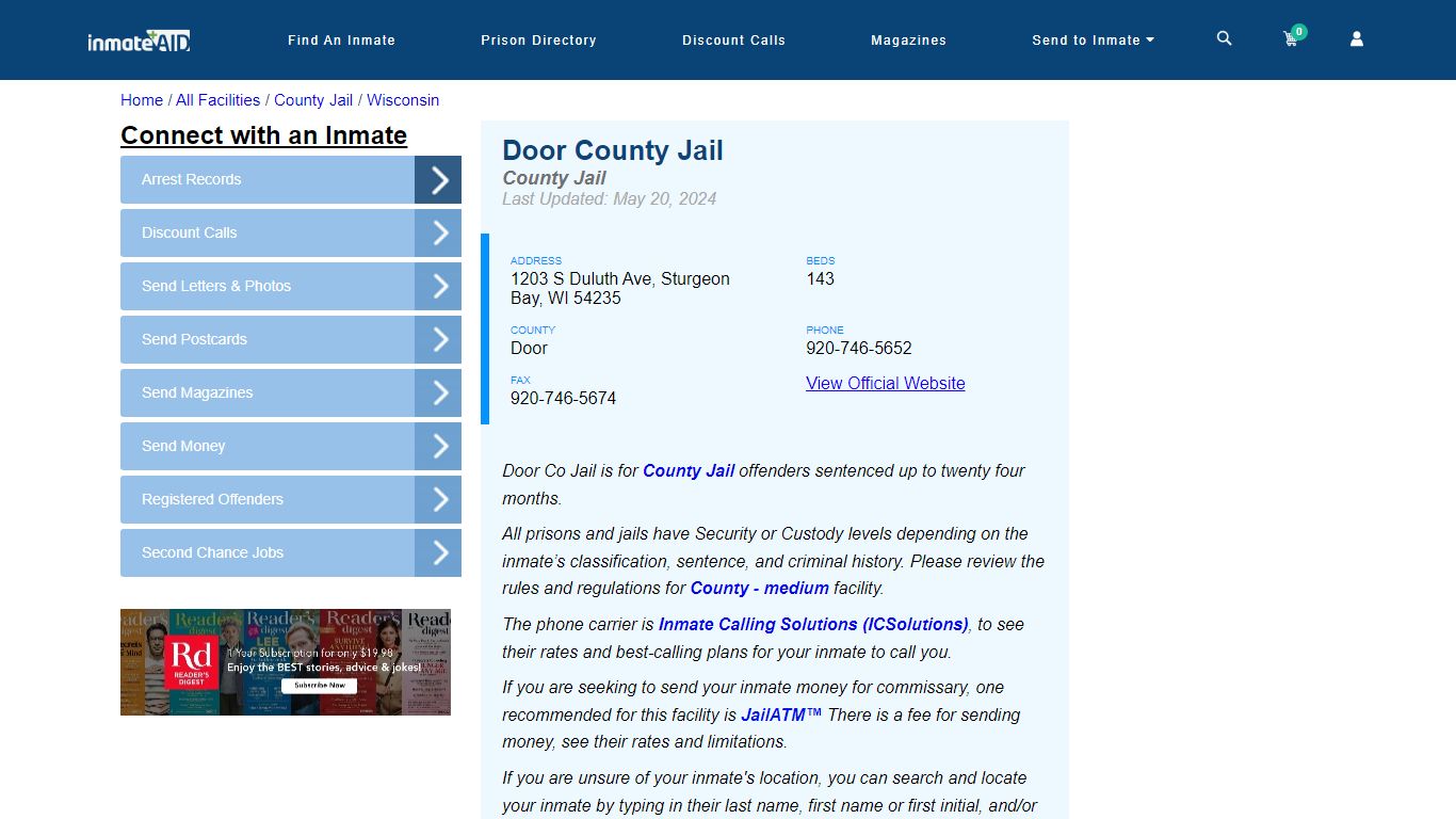 Door County Jail - Inmate Locator